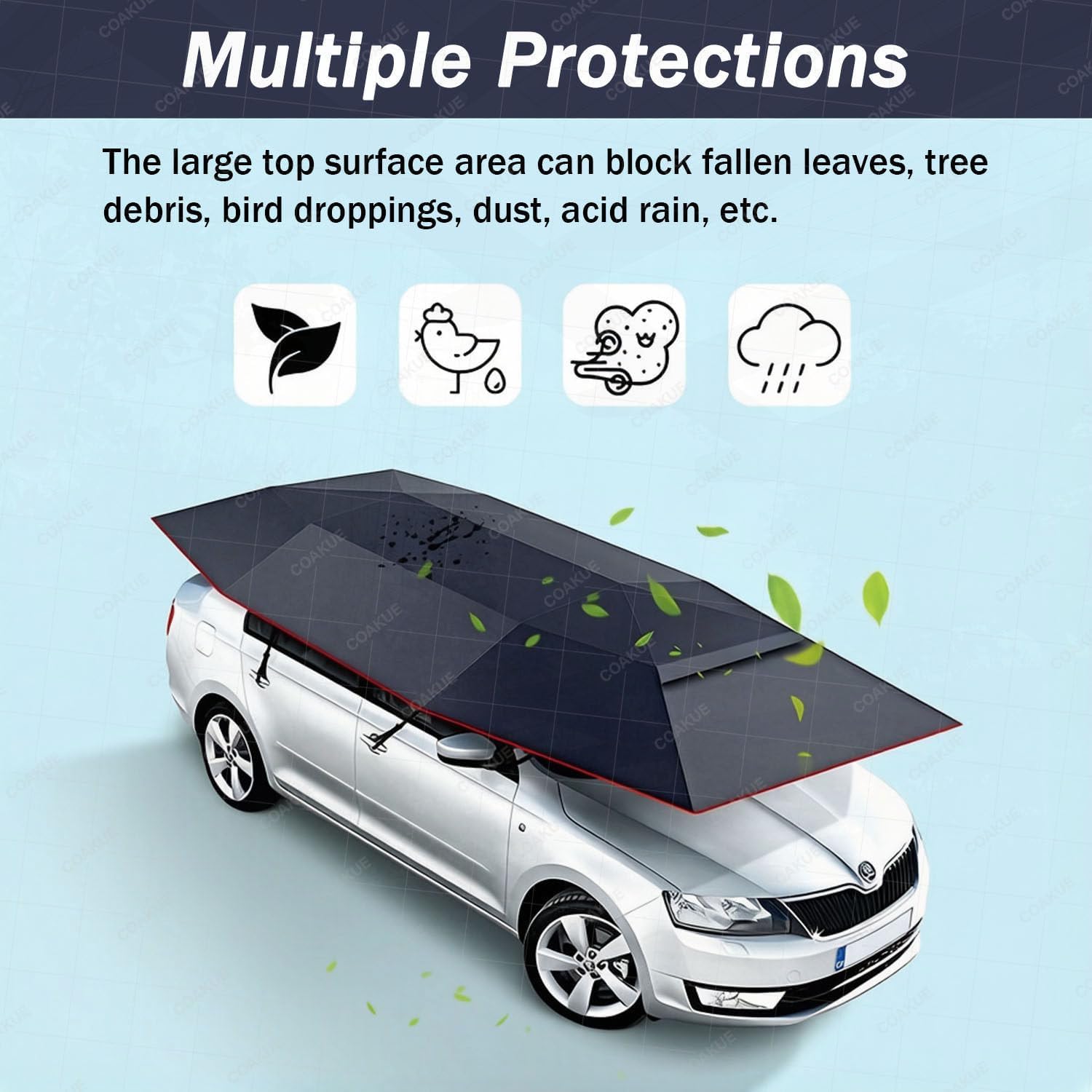 Automatic Car Umbrella Sun Shade Cover Remote Control, Fully Automatic Mobile Carport Canopy, Protection Car Awning Cover for Outdoor Car Waterproof Black-5.2m/205in