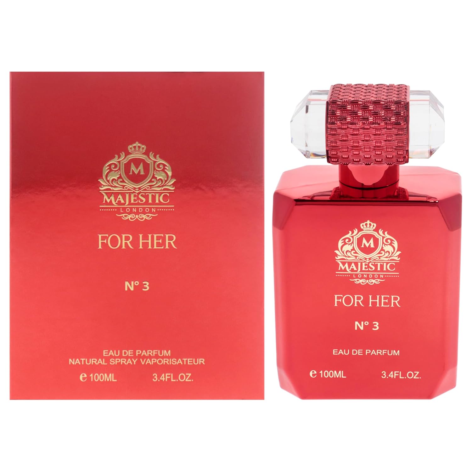 Fine Perfumery Majestic For Her No3 - Womens Fragrance - Woody Amber Warm Spicy Perfume for Women - Notes of Bergamot and Saffron - 3.4 oz EDP Spray