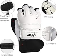 Vista 2 de LangRay Juego de guantes de karate y equipo de combate de Taekwondo, protector de pies de boxeo y guantes de medio dedo para artes marciales TKD