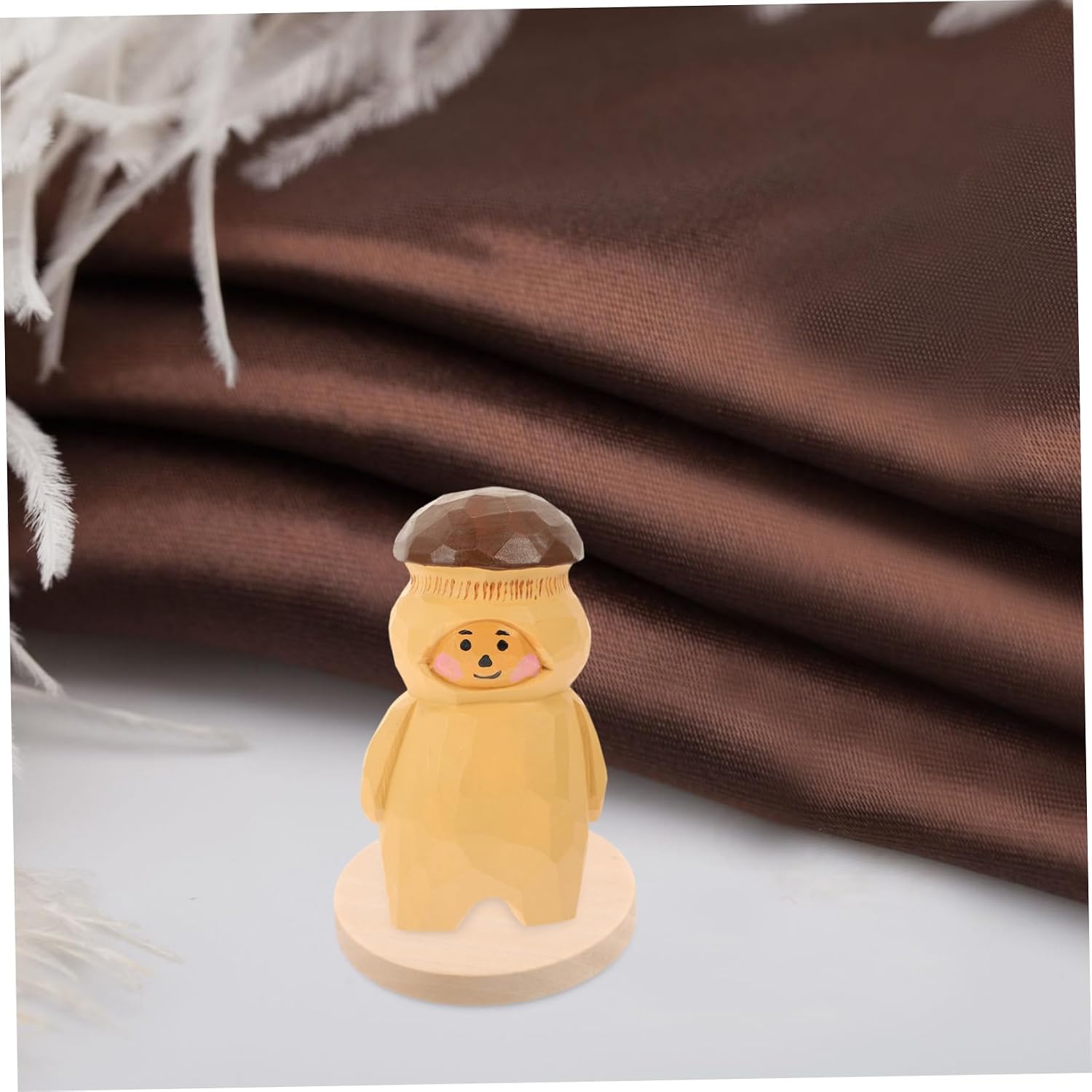 Wood Mini Base for Dolls Display Stand 100pcs Round Beige