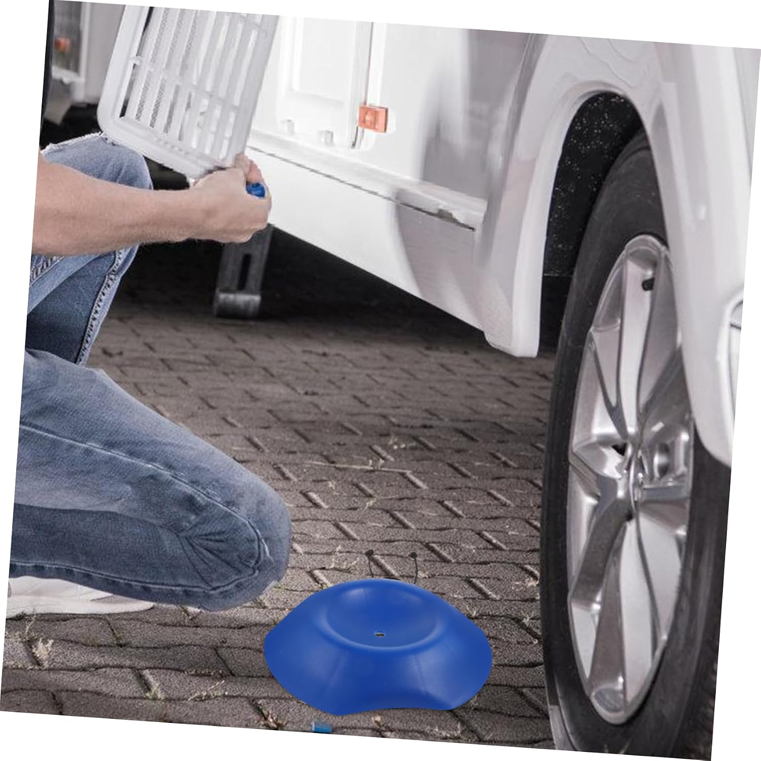 STOBAZA Anti-Slip Block Stabilizer Blocks Wheel Chock Wheel Chocks Wheel Chock Wedge Trailer Wheel Chock Car Wheel Chock Blue