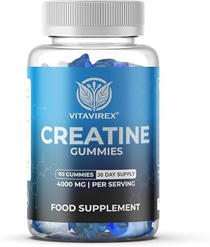Creatine Gummies 5000mg 5G for Men & Women - 90 Chewable Creatine Monohydrate Gummies Strawberry Flavoured | Pre Workout Gym Supplement| Muscle Boost| 3 Per Day - Vegan & Halal 1X