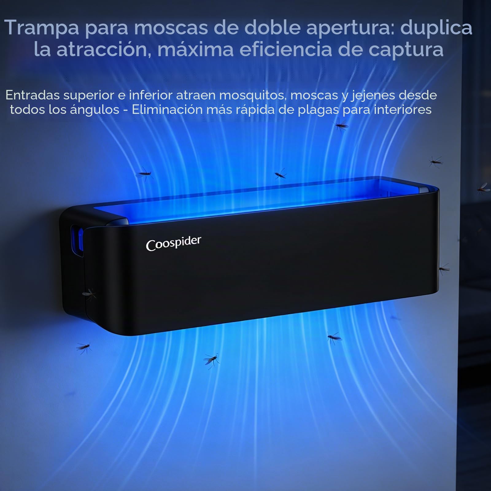 Paquete de 2 trampas de luz UV para moscas de interior para el hogar, trampas para mosquitos para casa, aplique de pared, atrapasueños para cocina, casa y restaurante, moscas de la fruta, garaje y