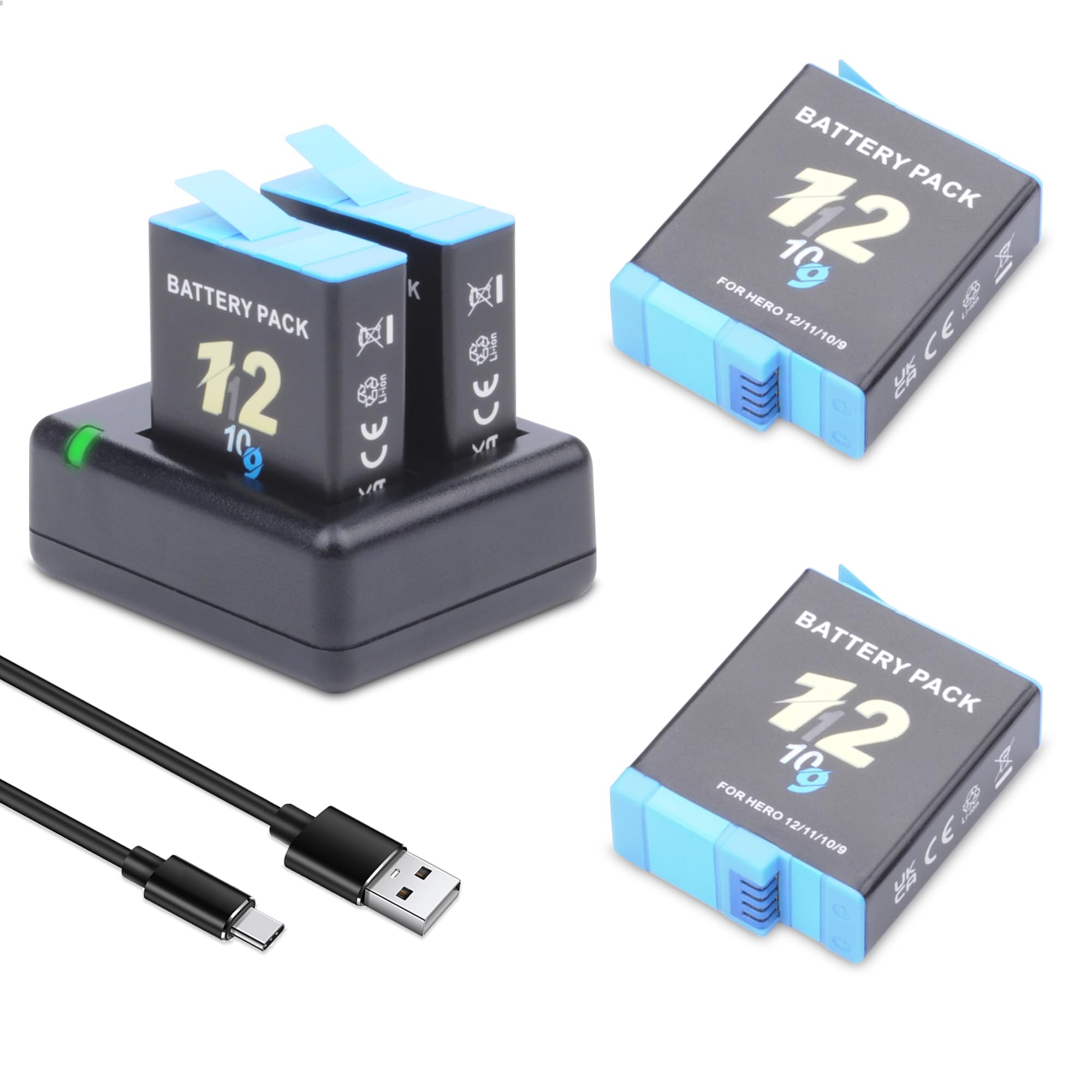 Amazon.com: Hero 12 11 10 9 2 Pack Replacement Battery for GoPro 