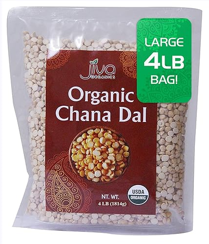 Jiva Organics Organic Chana Dal - Bolsa de 4 libras, india, sin OMG, vegana, no irradiada
