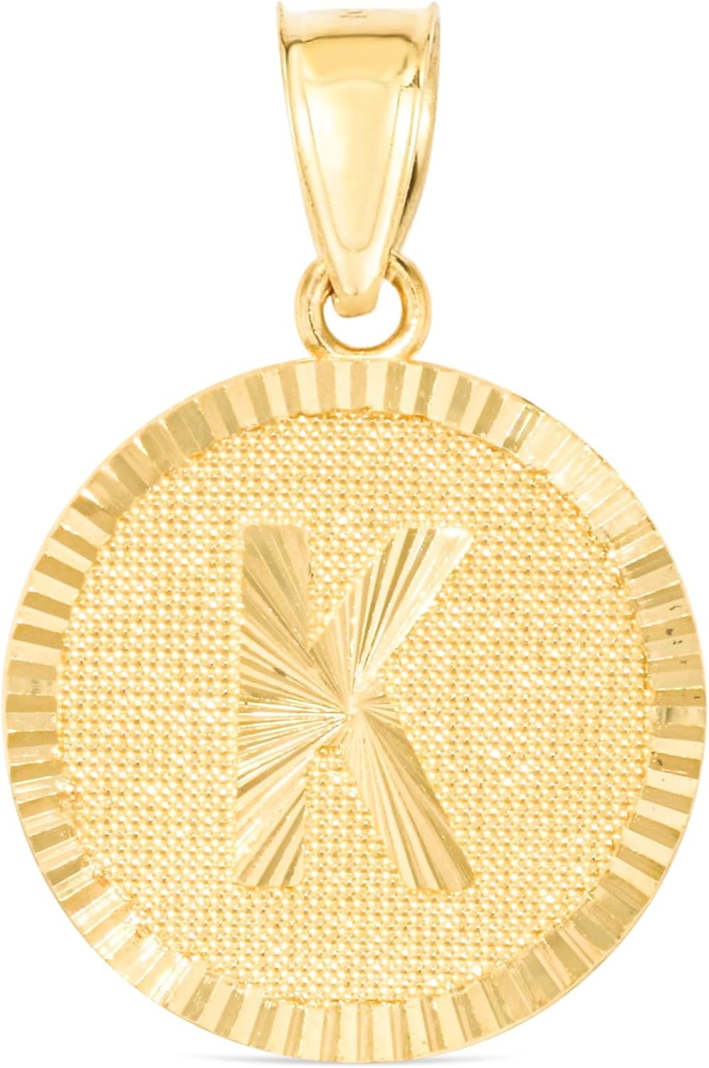 Floreo 10k Yellow Gold 0.63" Personalized Medallion Alphabet Letter A - Z Initial Charm Pendant with optional Extendable Chain Necklace