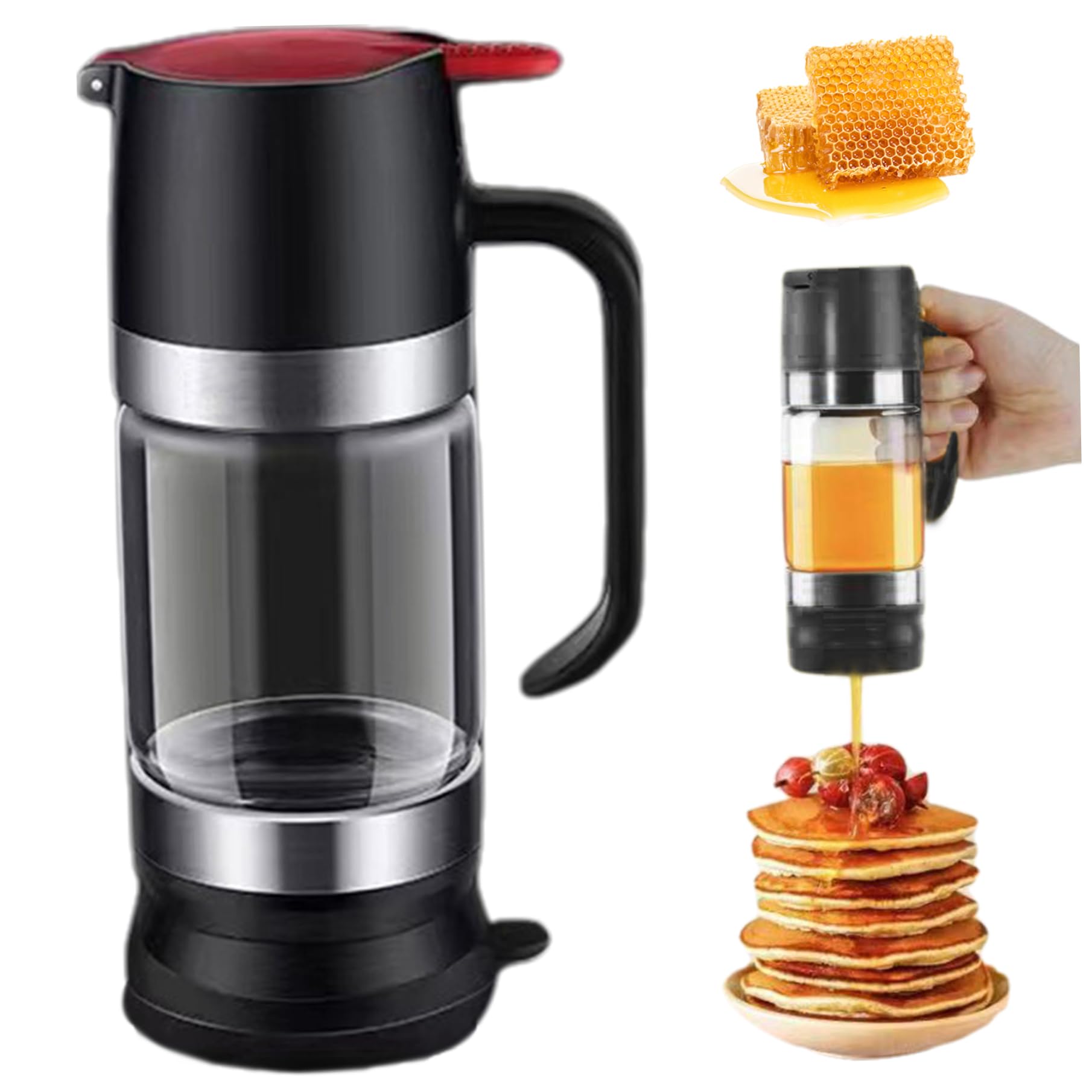 Distributeur De Miel Sans Goutte 300 Ml En Verre Borosilicaté – Verseur Précis & Élégant