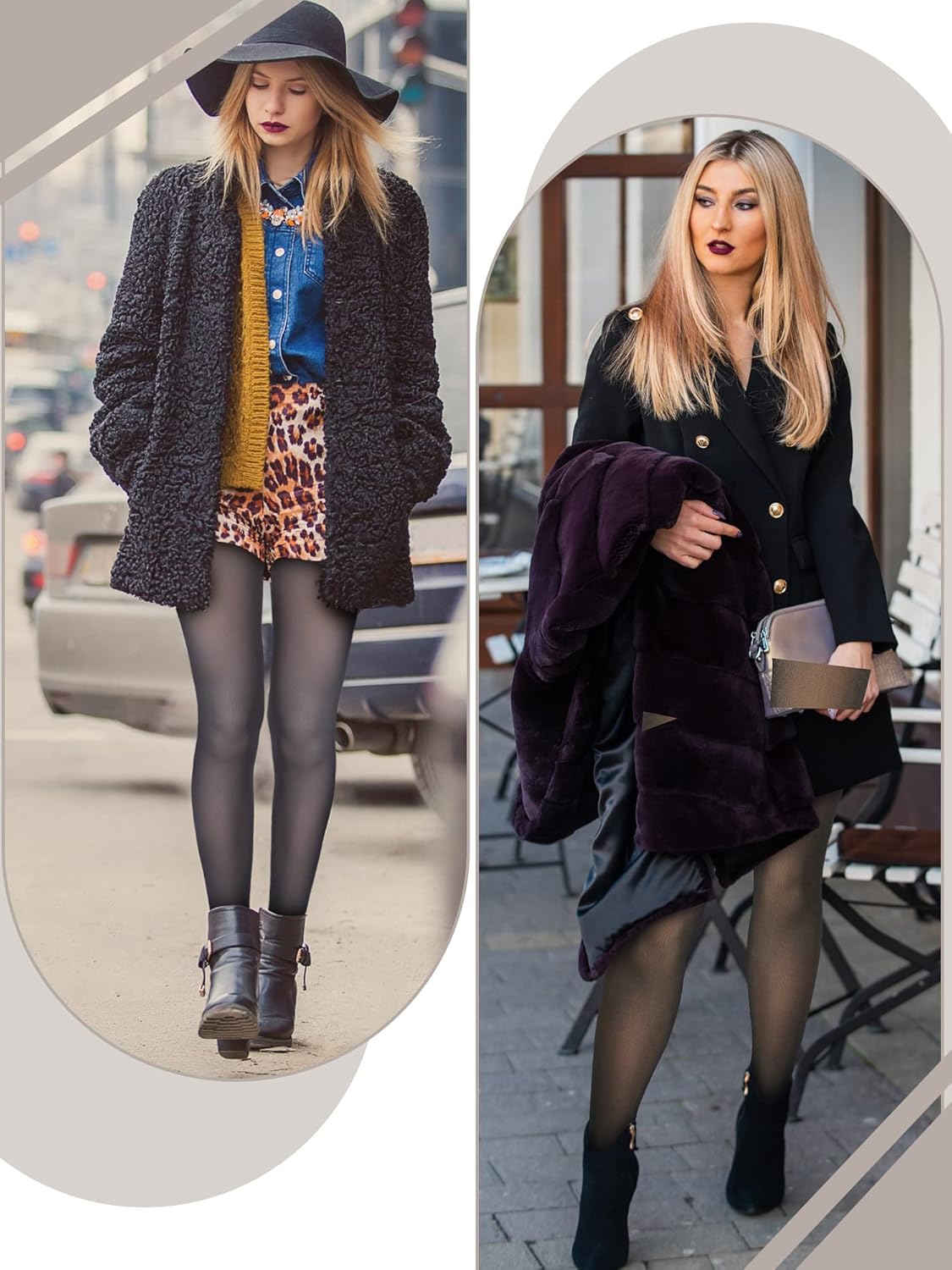 Zhanmai 4 Pieces Fleece Lined Leggings Women Skin Color Fake Translucent Warm Tights Sheer Thermal Tights for Women - Image 6