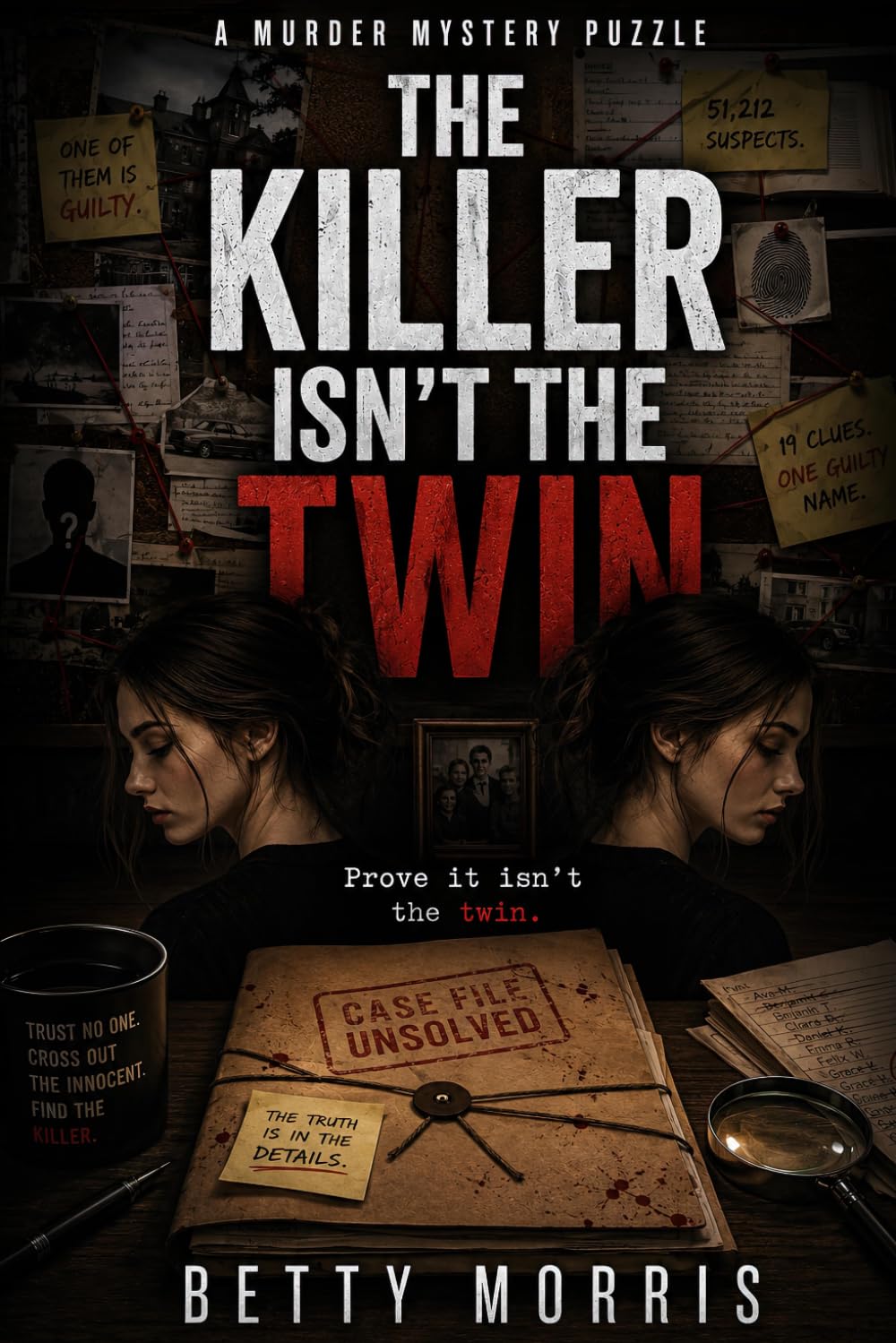 The Killer Isn't the Twin: A Murder Mystery Puzzle for Adults — 51,212 Suspects, 19 Clues, One Guilty Name