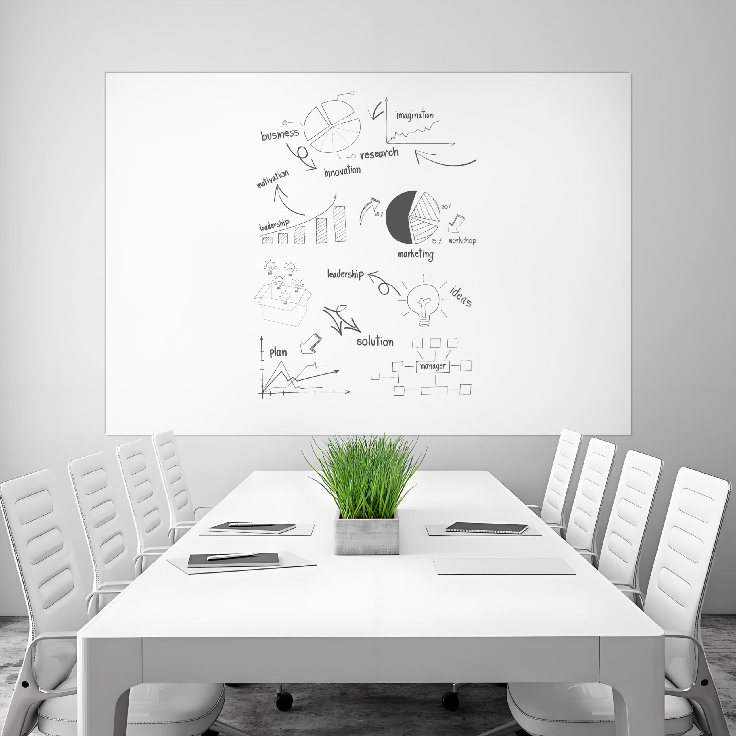 AMIGO Rollo de Pizarra Blanca Magnética, 60 x 90 cm, Papel Pizarra Adhesiva para Pared, Whiteboard adecuado para Escuela, Familia y Oficina, con Rotuladores, Borrador e Imanes