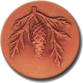 2" Round Cookie Stamp with Handle & Recipe Booklet-PINE CONE