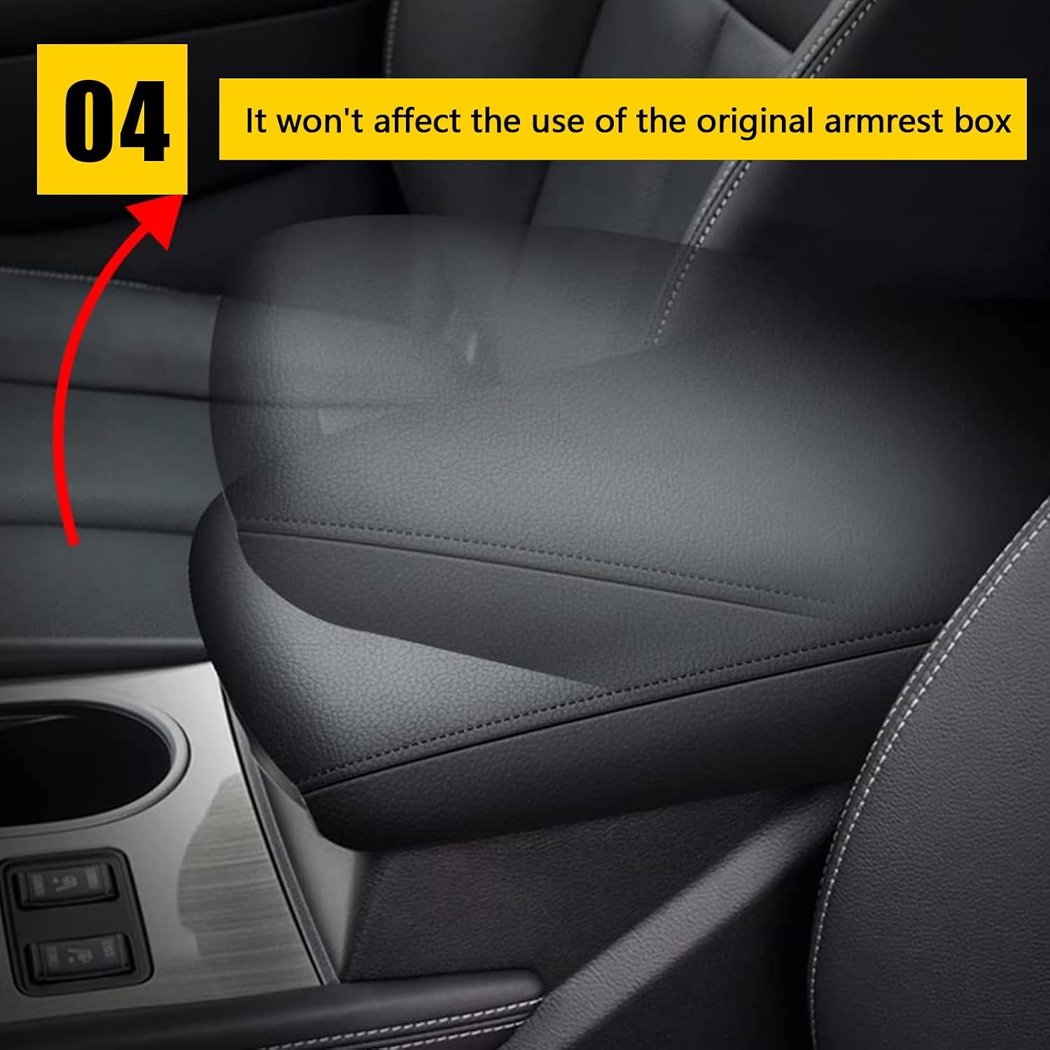 AOMSAZTO Console Covers for 2015-2023 Nissan Murano Armrest Covers for Nissan Murano Black with Black Stiches