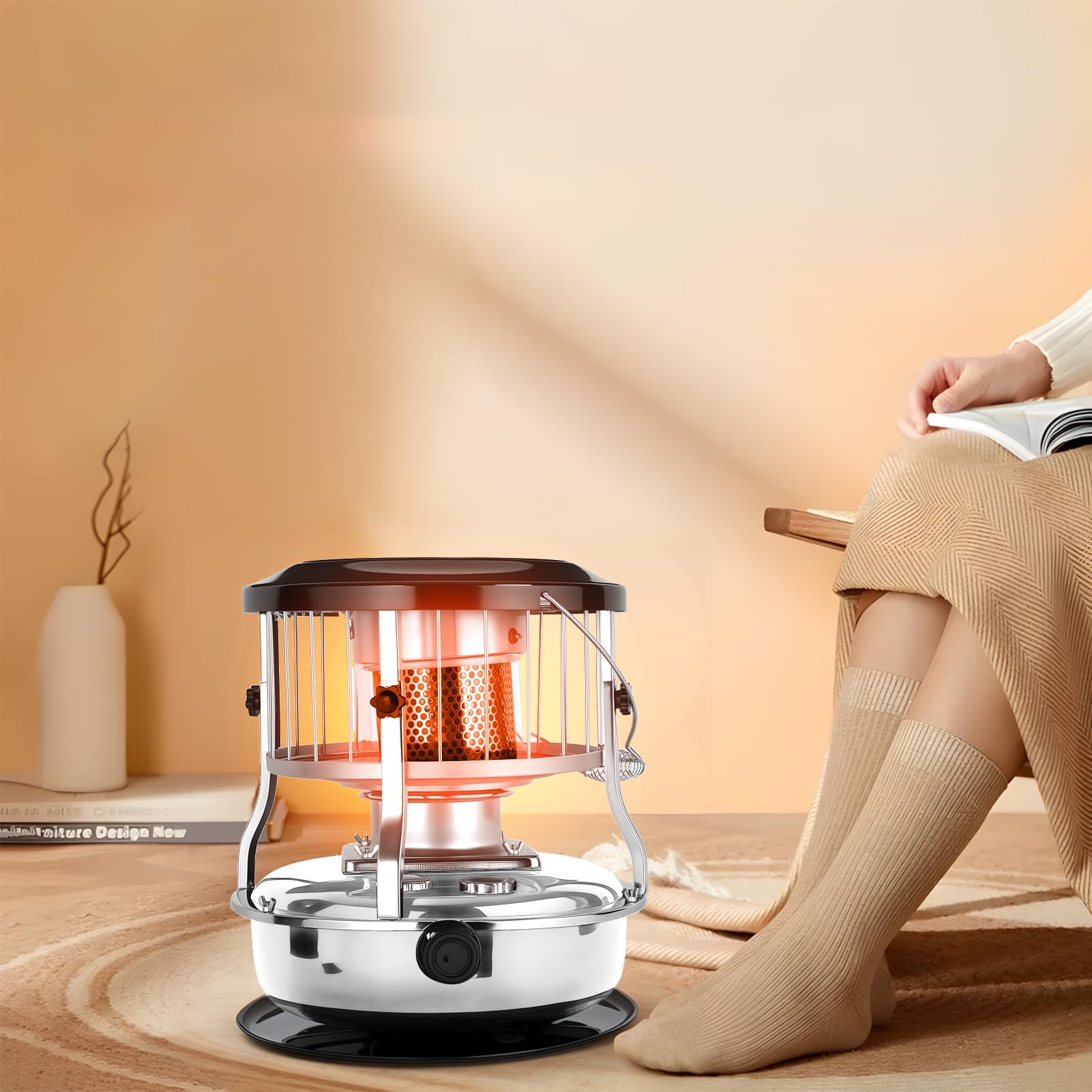 Estufa calentadora de queroseno 2 en 1, 9000 BTU calor no eléctrico portátil para el uso interior de la emergencia del camping, tanque 4.5L proporciona 21 horas de calor y eficiencia de combustible de