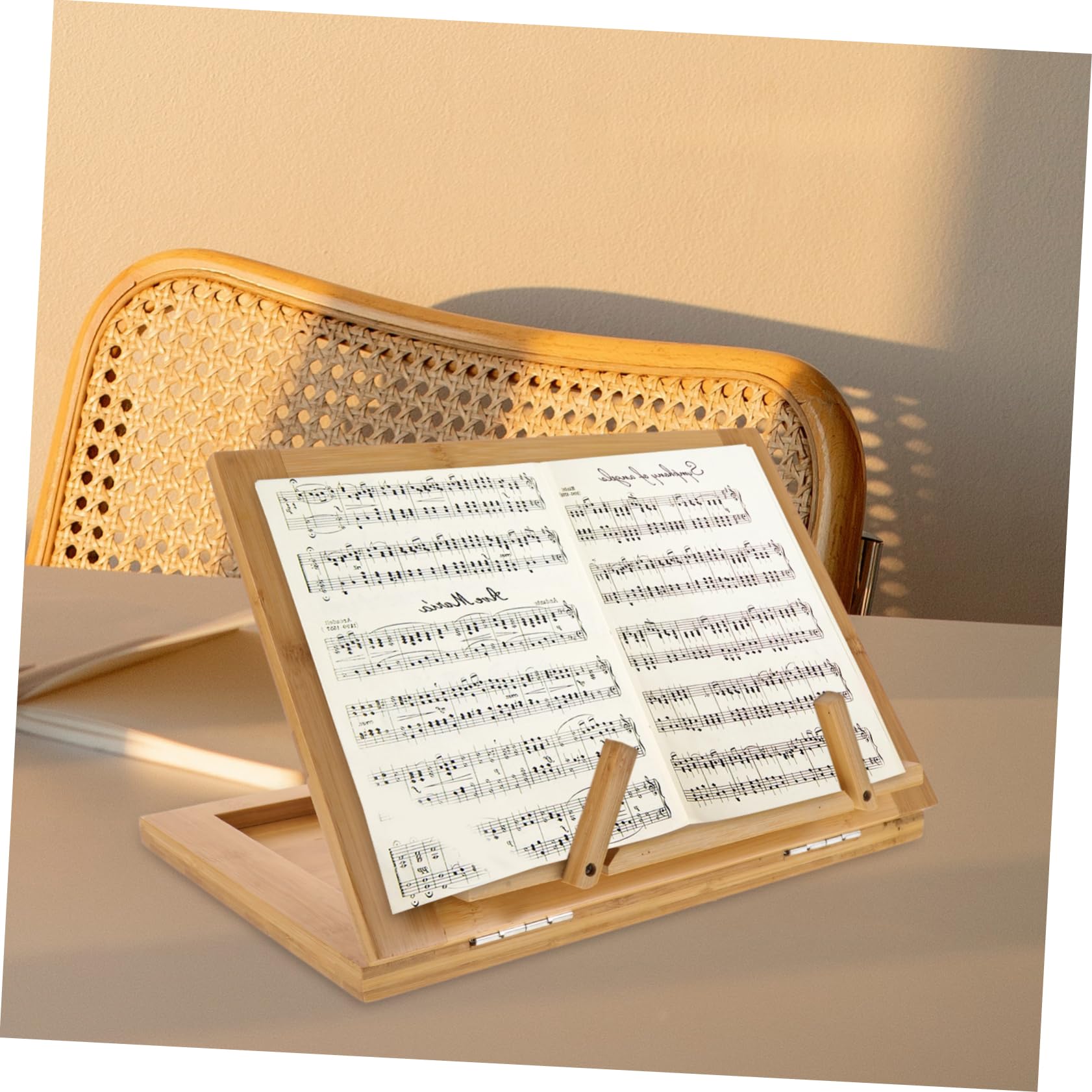 Leggio per Spartiti in Bambù Portatile Beige per Casa 1 Pz