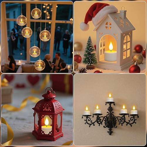 Miniatura 8 de PChero Paquete de 12 velas recargables sin llama con temporizador remoto, velas de té que funcionan con pilas, velas LED parpadeantes para el hogar,