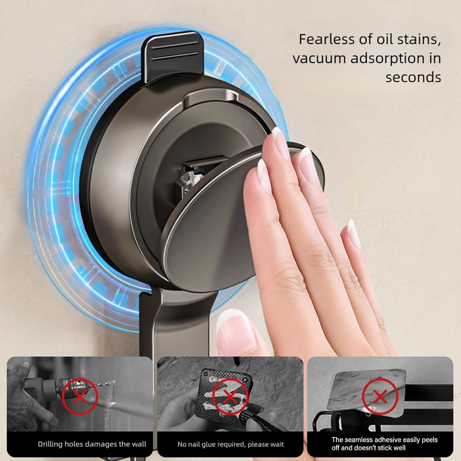 Suction Cup Wall Mounted Rack Kitchen Storage Organizes Seasoning Utensils Supplies Aluminum Alloy Shelf Kitchen Utensil Wall Holder