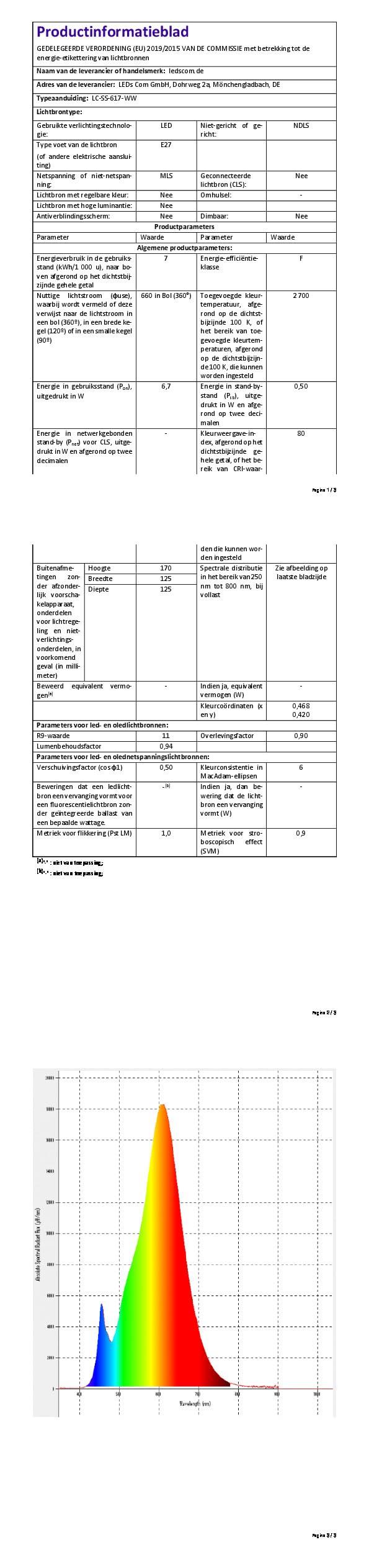 ledscom.de 4 bombillas LED E27, G125, blanco cálido (2700 K), 6,7 W, 660 lm, espejo de cabeza (negro)