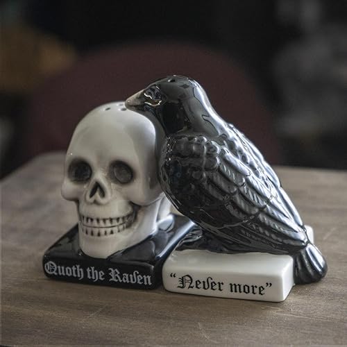Miniatura 6 de Pacific Giftware Quoth The Raven - Juego de salero y pimentero de cerámica para Halloween