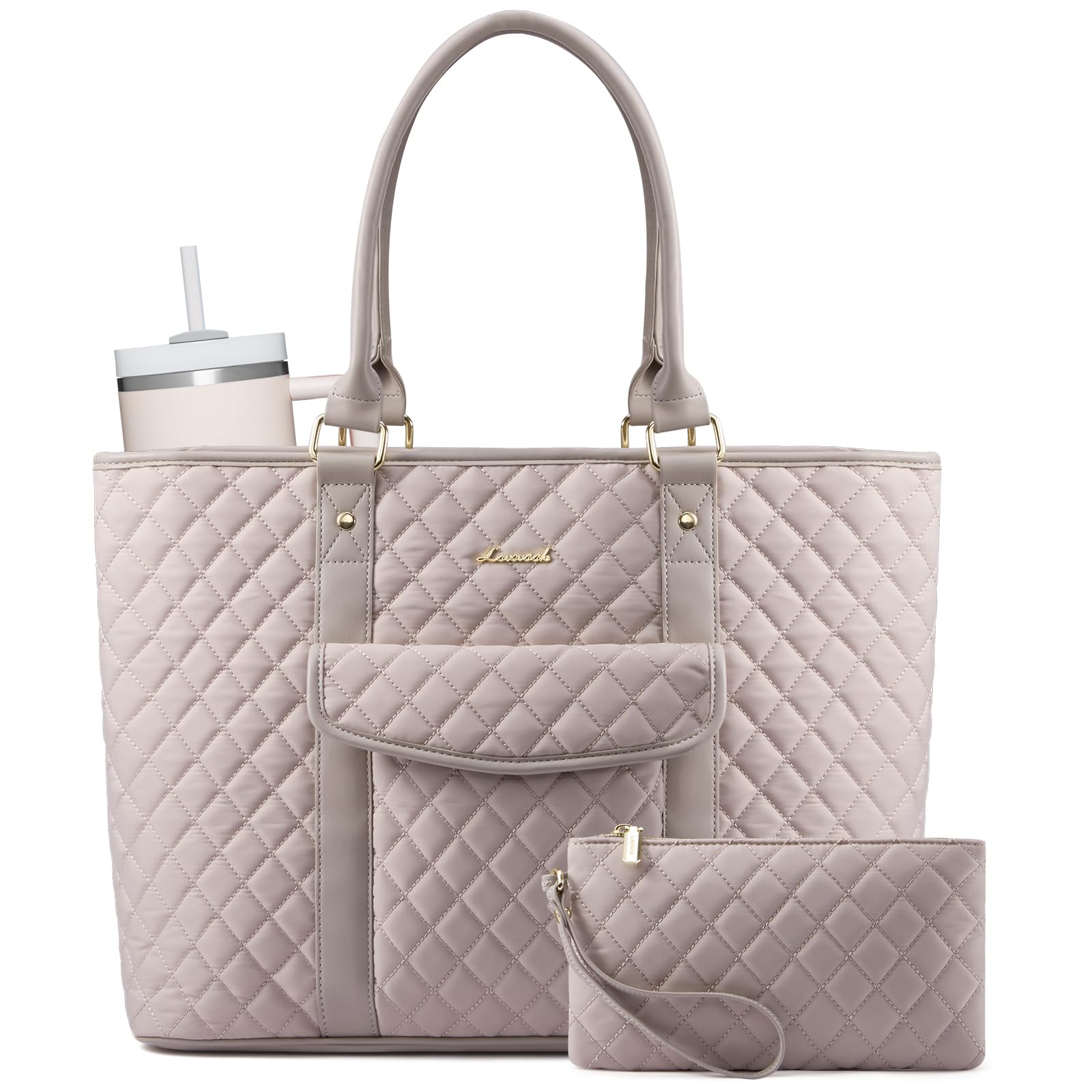 LOVEVOOK Laptop Tote Bag for Women 15.6 Inch,Waterproof Computer Bag for Laptop for Womens,Quilted Travel Work Tote Bags for Women,Stylish Laptop Bag