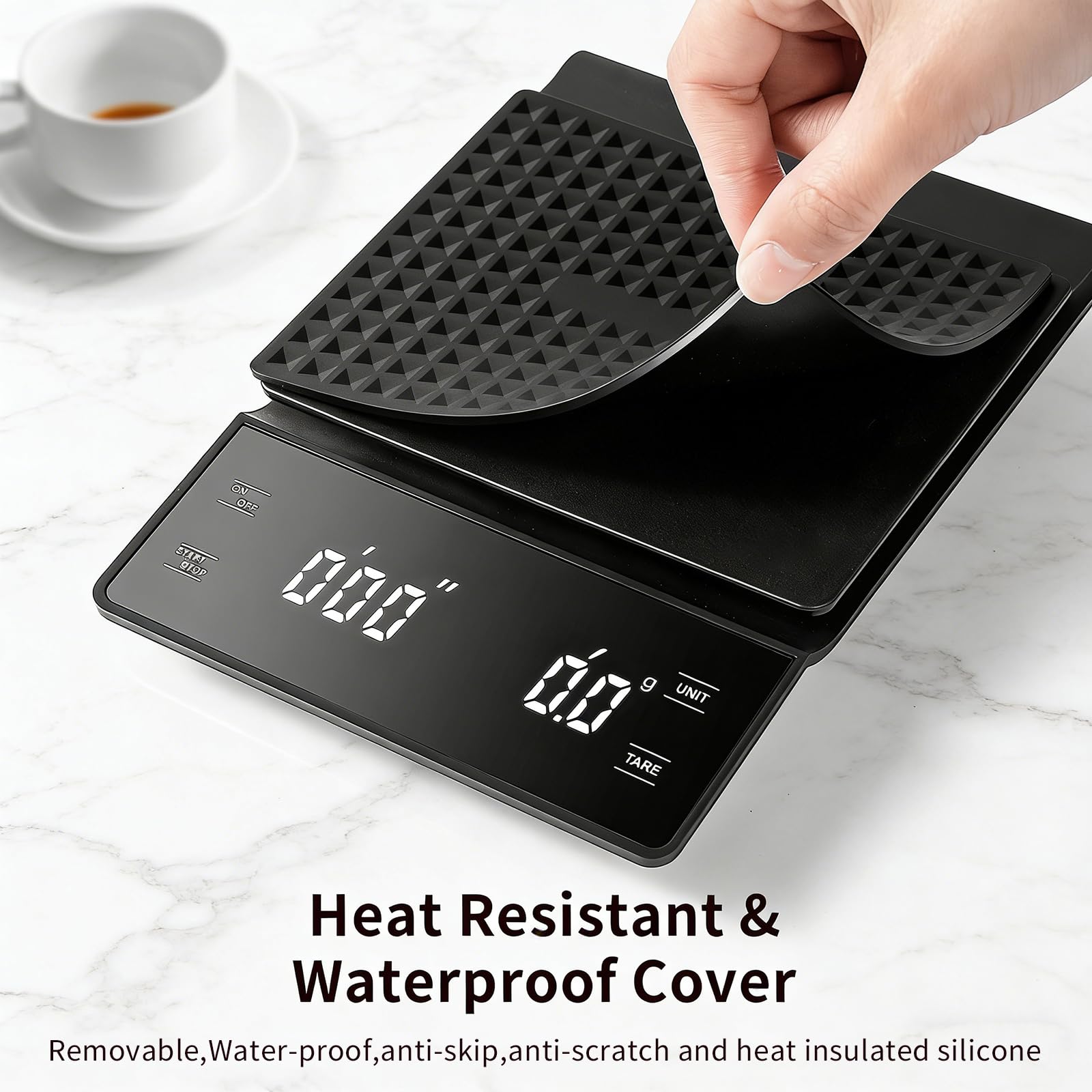 Báscula de café con temporizador, báscula de espresso de alta precisión de 3 kg/0,1 g, báscula digital de cocina para espresso y café vertido (pilas incluidas)