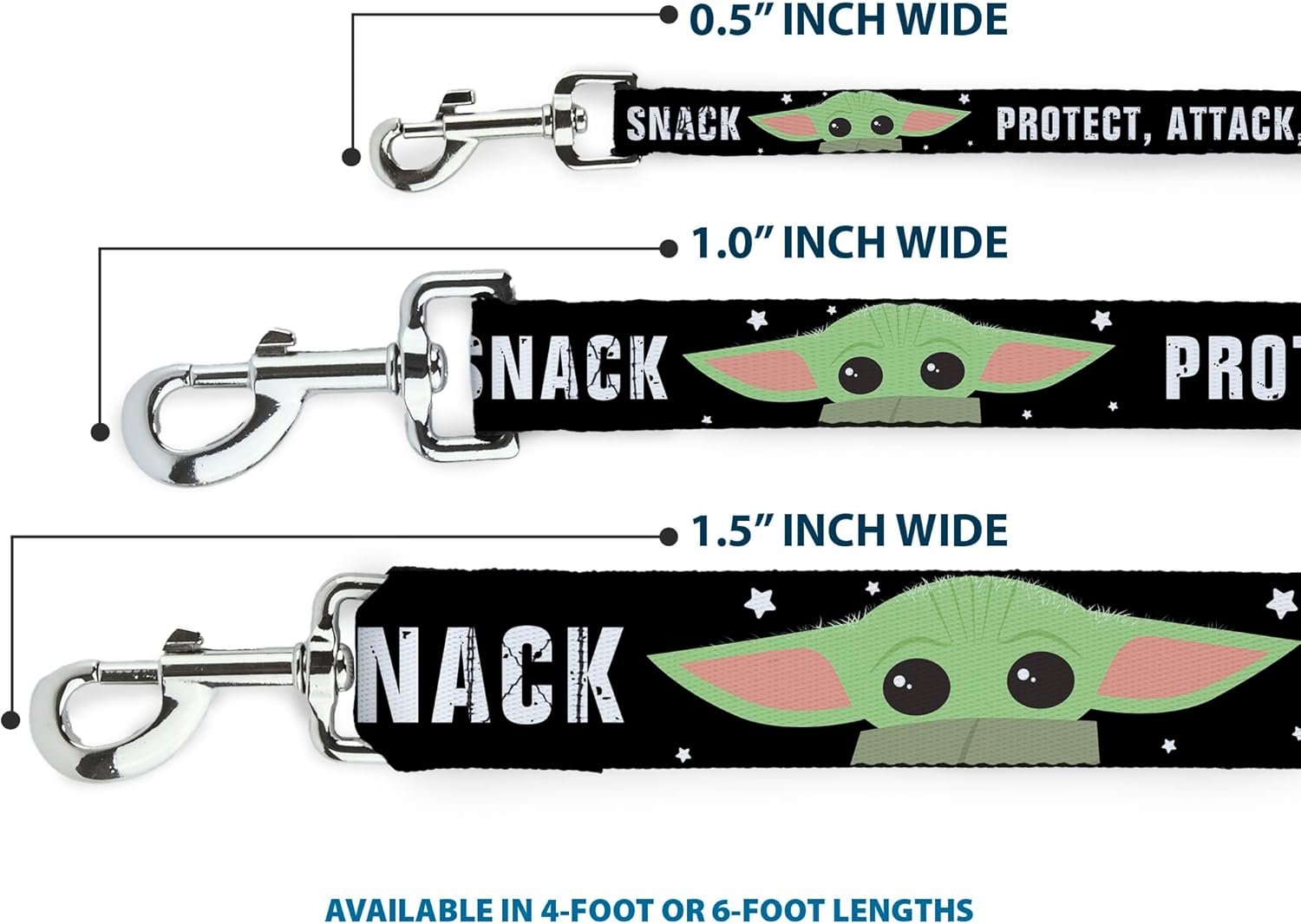 Star Wars Pet Leash, Dog Leash, Star Wars The Child Chibi Face Protect Attack Snack, 6 Feet Long 1.0 Inch Wide