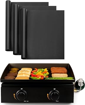 UNCO- Grill Mats for Outdoor Grill, 13" x 15.8", 3 Pack, Black, Nonstick Reusable Grilling Mats for Outdoor Grill, BPA and PFOA Free with PTFE-Fiberglass Coating