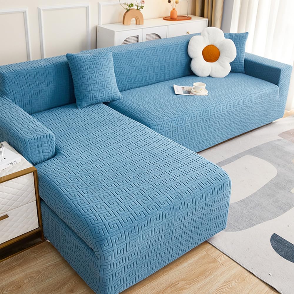 Housse canape d angle anti poussière et lavable en machine pour grand salon 4 places