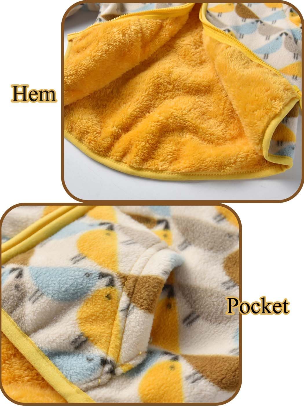 Baby Toddler Boys Girls Sherpa Fleece Lined Jacked Sweatshirt Fall Winter Autumn Warm Clothes with Hoodie 2-3T Yellow Bird image 4 of 5 B0FFYSSYGM