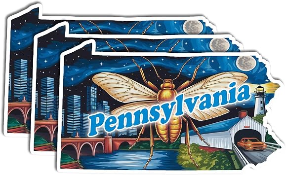 Pennsylvania Sticker Pack | 3Pcs Waterproof Vinyl Pennsylvania Sticker Decals for Bottles, Laptop, Car, Skateboard, Travel Souvenir | Philadelphia Pennsylvania Sticker, State Pride Gifts