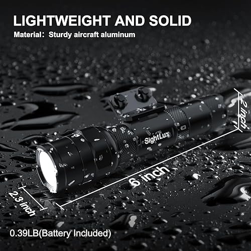 Miniatura 5 de Mlok - Combo de linterna láser para rifle  1250 lúmenes de luz láser roja para pistola larga, linterna táctica recargable por USB con interruptor de