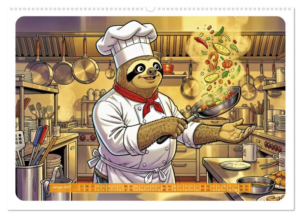 Lustiges Faultier im Beruf - Comic (hochwertiger Premium Wandkalender 2027 DIN A2 quer), Kunstdruck in Hochglanz: Das Faultier hat einen Job. Niemand ... wie das passieren konnte. (CALVENDO Spass)