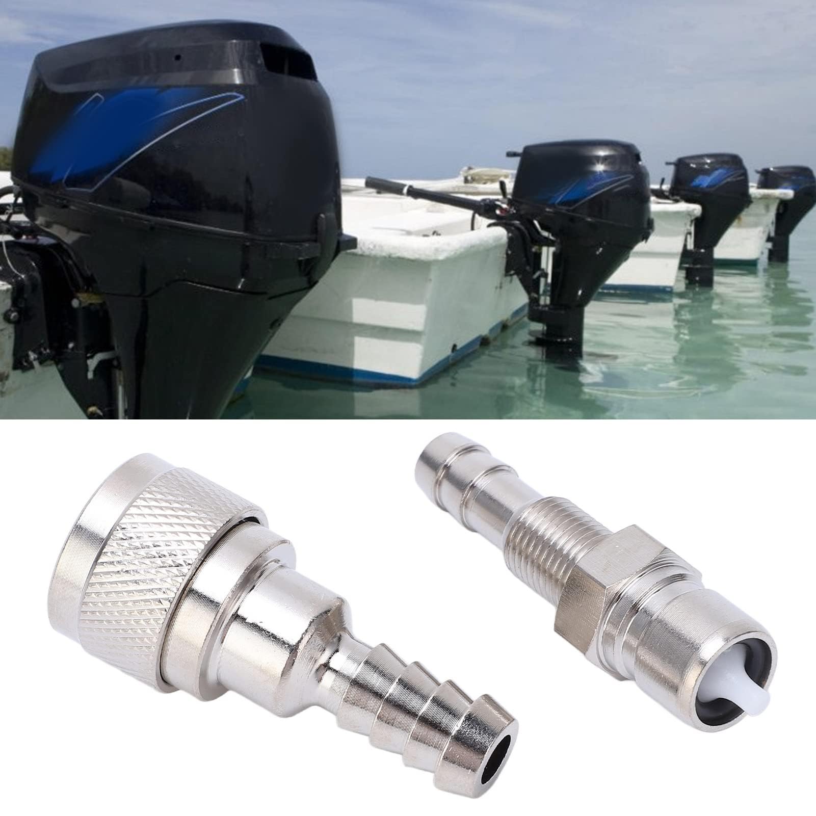 Ejoyous Connecteur de Carburant de Carburant de Bateau Connecteur de Hors-Bord de Marin 2PCS Alliage MÉTAL 5/16 Pouces 8 Mm Femelle Mâle Remplacement de 5 Ch à 90 Ch Accessoires de Moteur