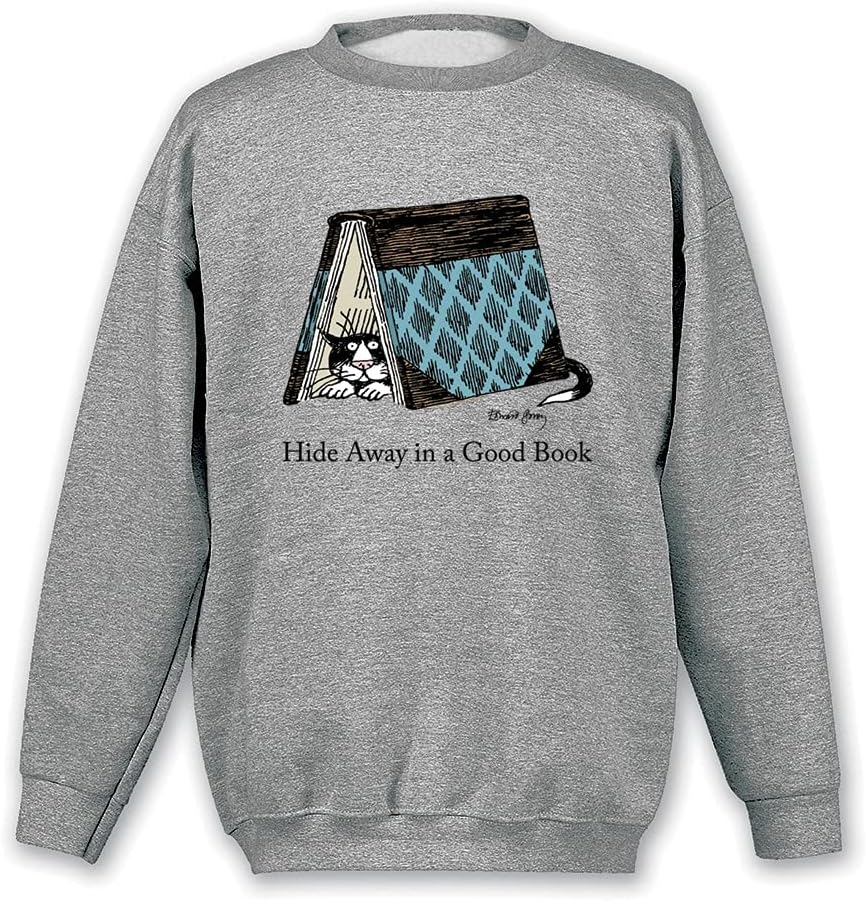 WONDERSHIRTS Women's Hide Away In A Good Book Cat Shirt - Sweatshirt - 2X