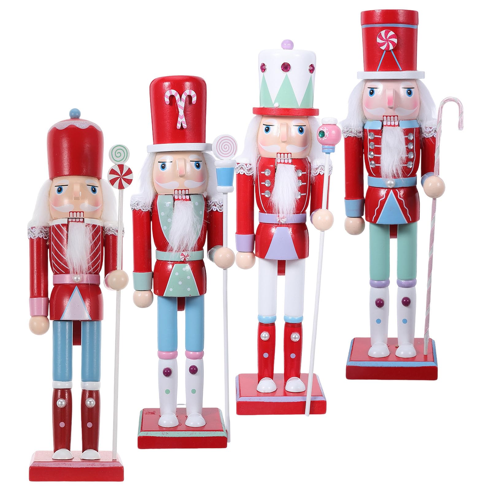 VICASKY 4 Piezas Figurita de Cascanueces Pintada a Mano de Madera para