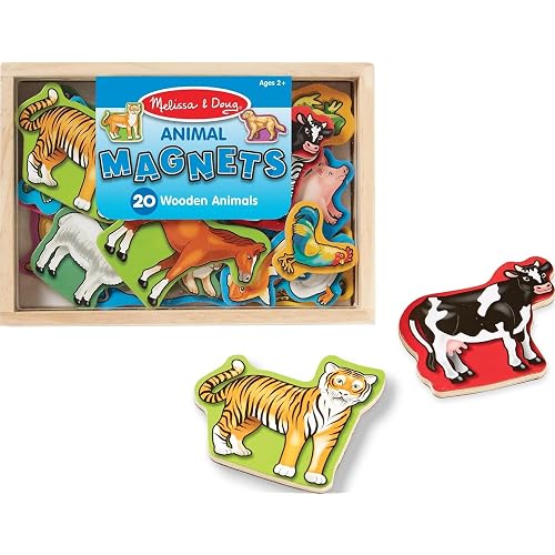Melissa & Doug Wooden Animal Magnets 20-Piece Set with Storage Box