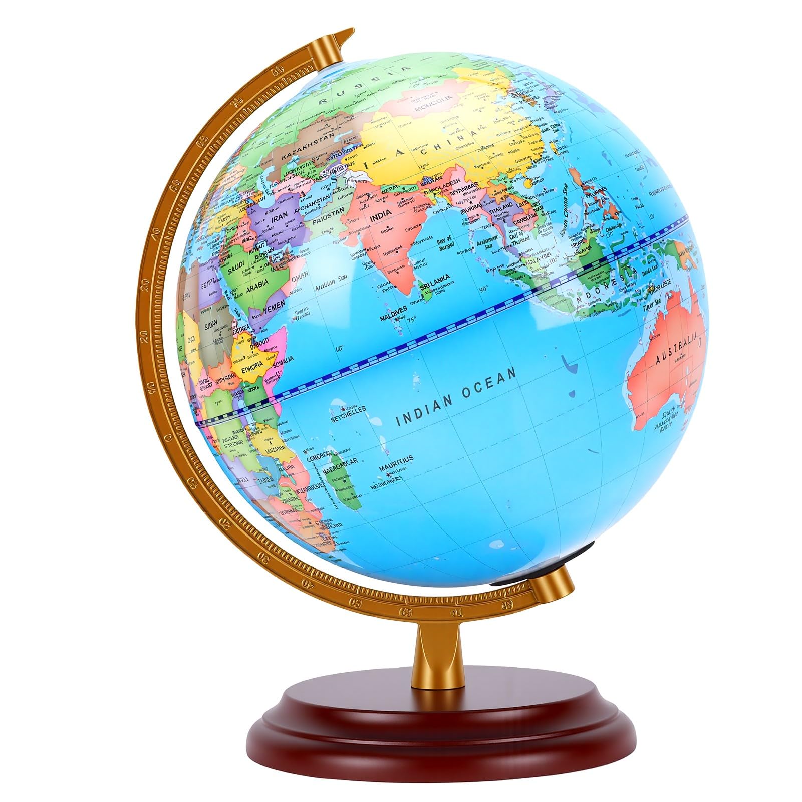 Annadue Mappamondo Educativo per Bambini Mappamondo da Tavolo Girevole da 9,8 Pollici con Supporto, Strumento di Apprendimento Interattivo per Decorazioni di Geografia Politica per Studio in Ufficio