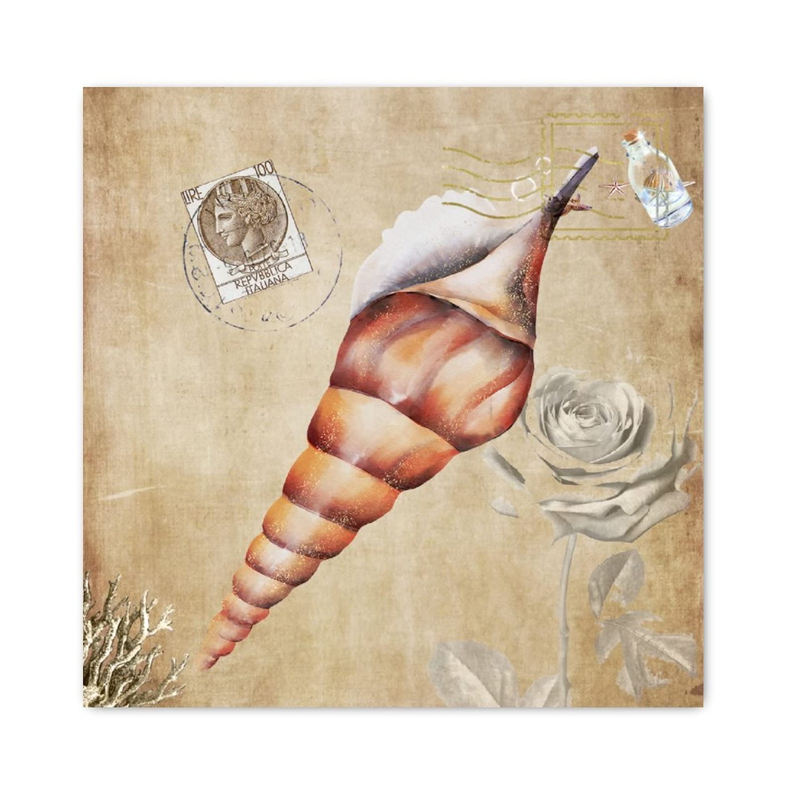 Panneau mural en bois conque pour habiller un mur vide, style vintage fleuri 30cm