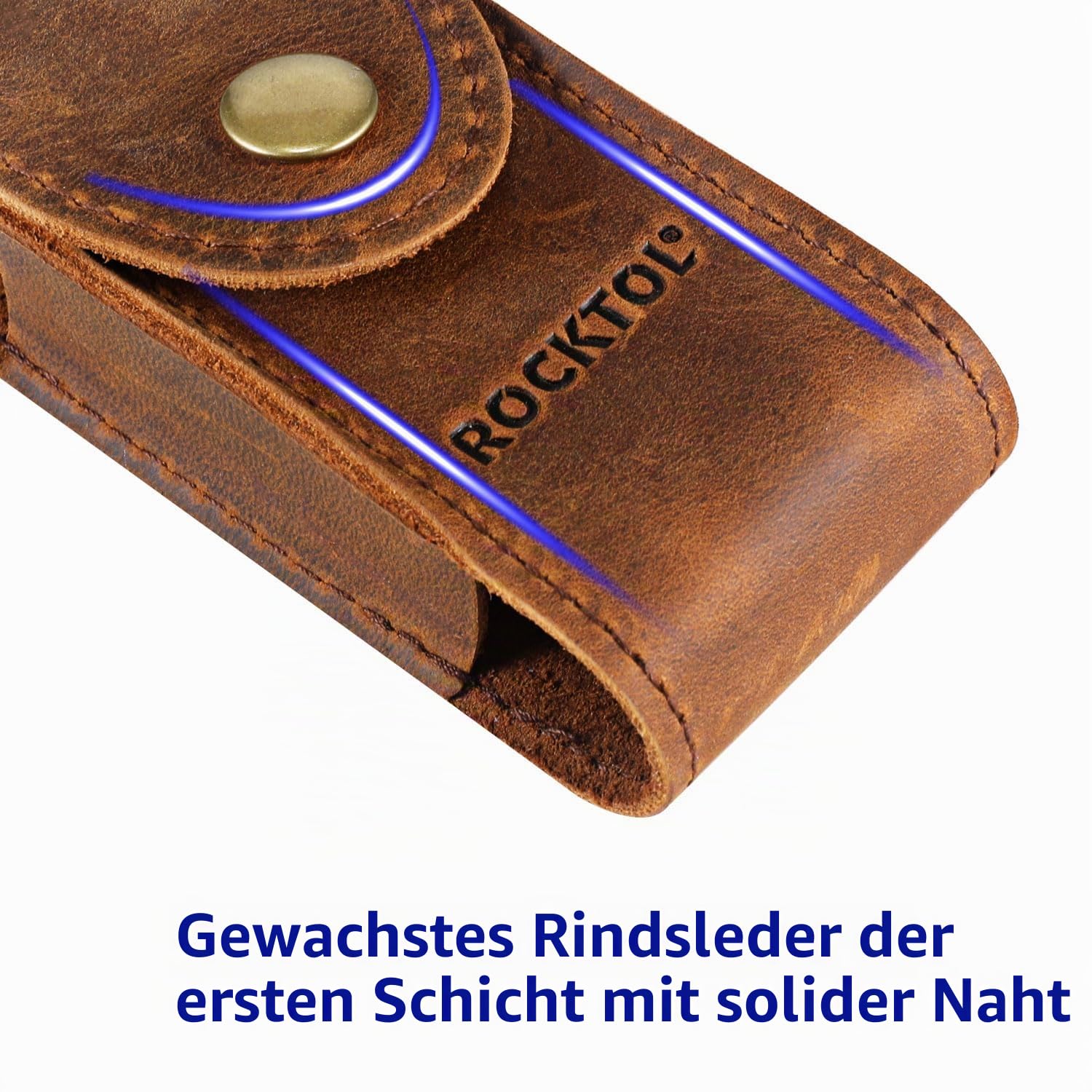 ROCKTOL Multitool-Scheide, Premium-Lederscheide mit Druckknopf für den Gürtel, Multitool-Messerscheide, Holster für 4,2-Zoll-Multitools für EDC, Camping, Wandern im Freien