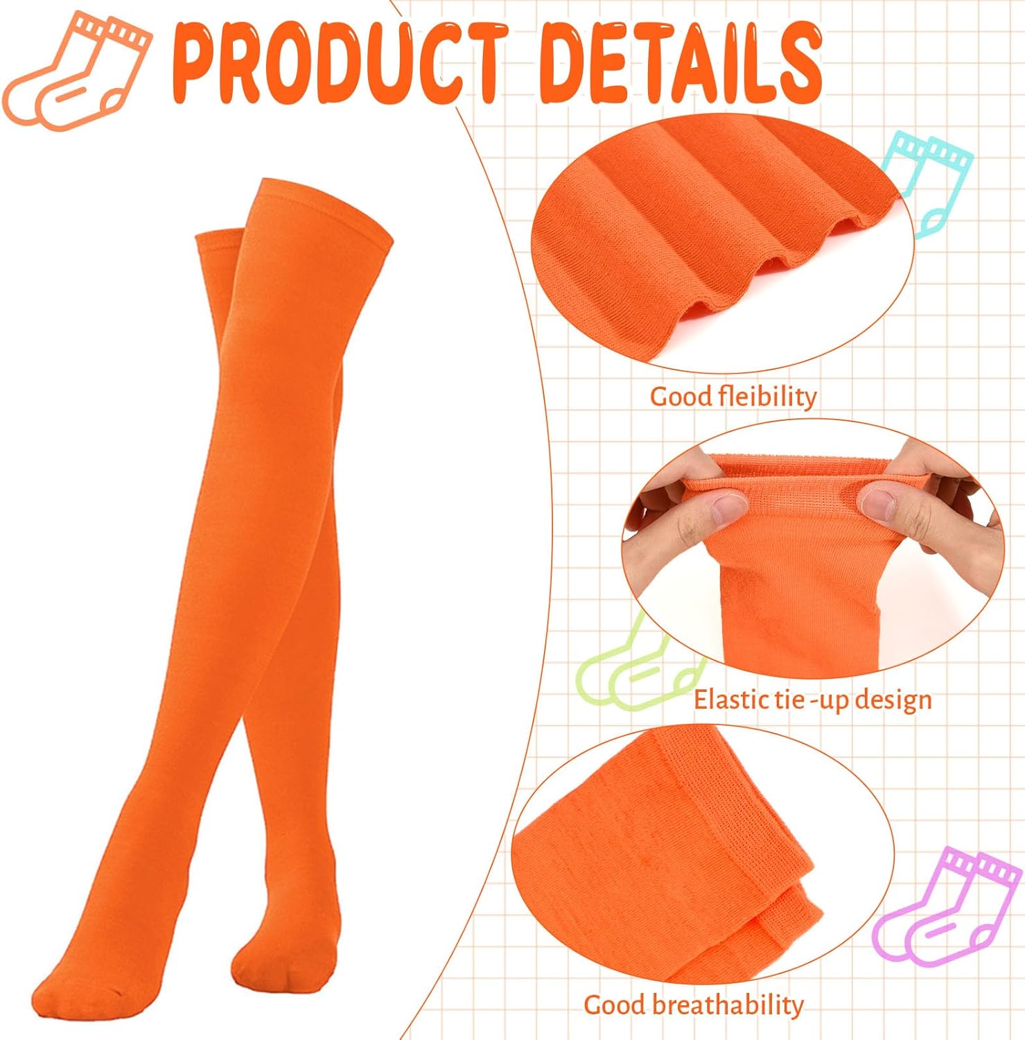 Kavoc 8Pcs Orange Costume Yellow Eyebrows Fake Mustache with Tulle Tutu Skirt Gloves Socks for World Book Week Day Party - Image 3