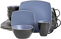 Vista 7 de Gibson Elite Soho Lounge - Juego de vajilla de cerámica de esmalte reactivo, servicio para 4 personas (16 piezas), color azul aguamarina