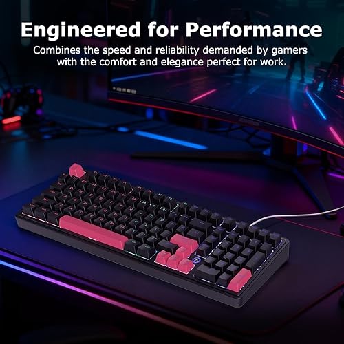 Miniatura 8 de FIRSTBLOOD ONLY GAME. AK980 Gaming Mechanical Keyboard - 101-Key Hot-Swap Gasket Mount USB Wired Keyboard with Pre-Lubed Red Switches, NKRO, for