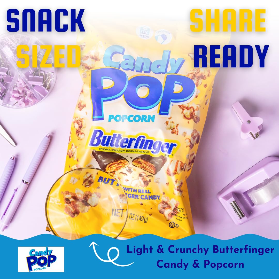 Candy Pop Butterfinger Candy Coated Popcorn (5.25oz bags, 3-Pack)
