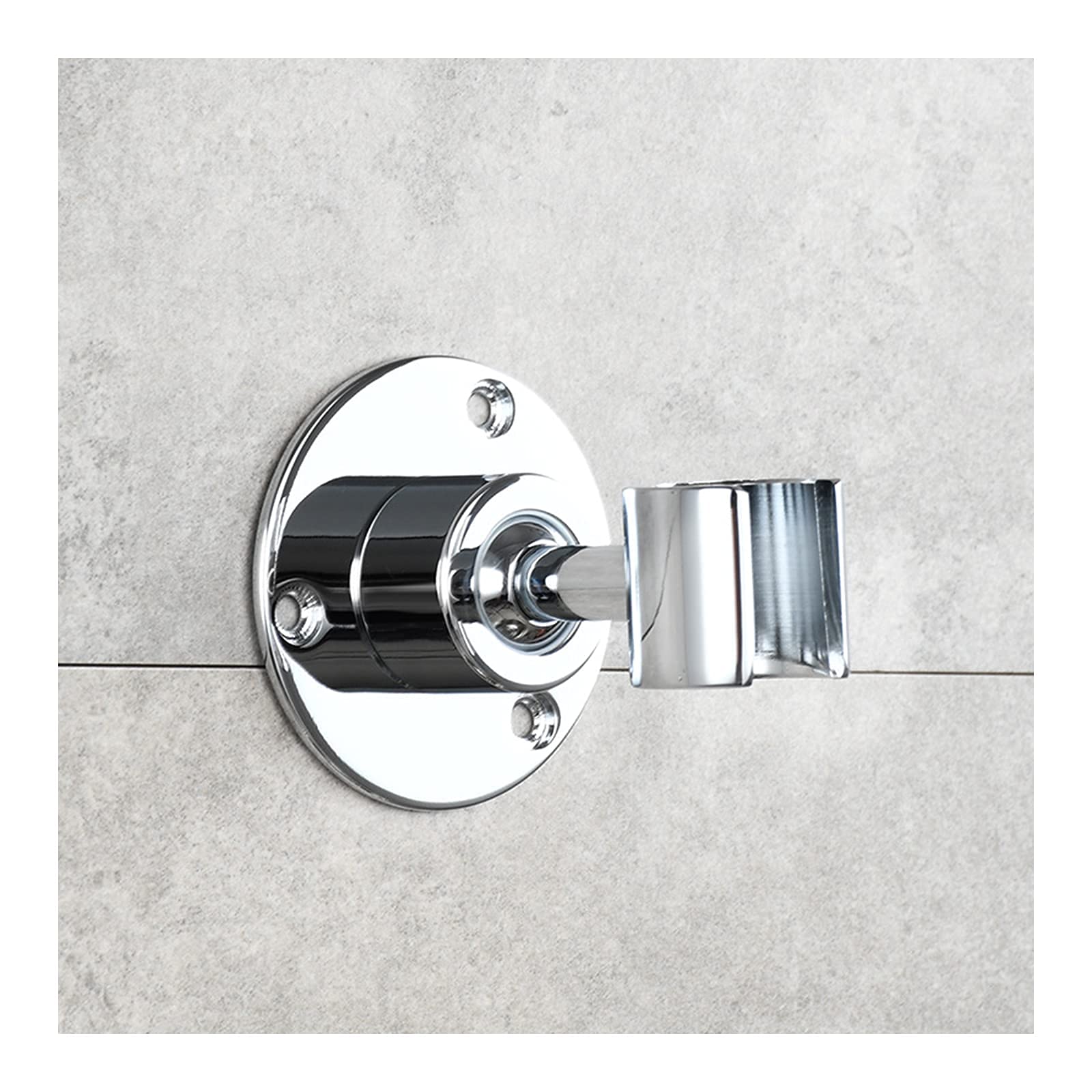 AKAZI Duschkopfhalter Messing Stanzfreie Handbrausehalterung 360 ° drehbare Brausehalterung Wandmontage runder Brausehalter, Chrom (Chrome) (Schwarz)