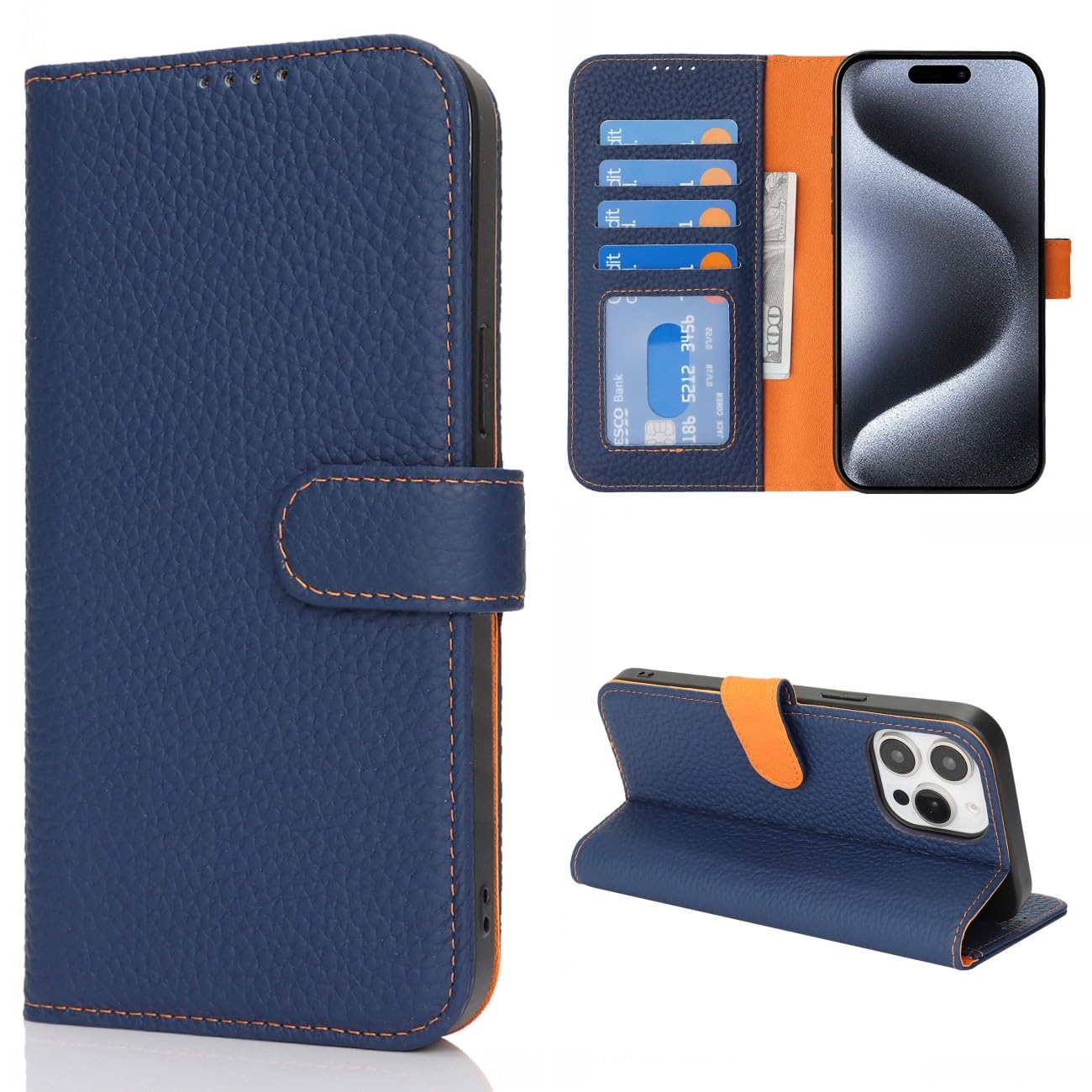 Flip étui iPhone 15 Pro Max avec 4 porte-cartes et bloqueur RFID - 8