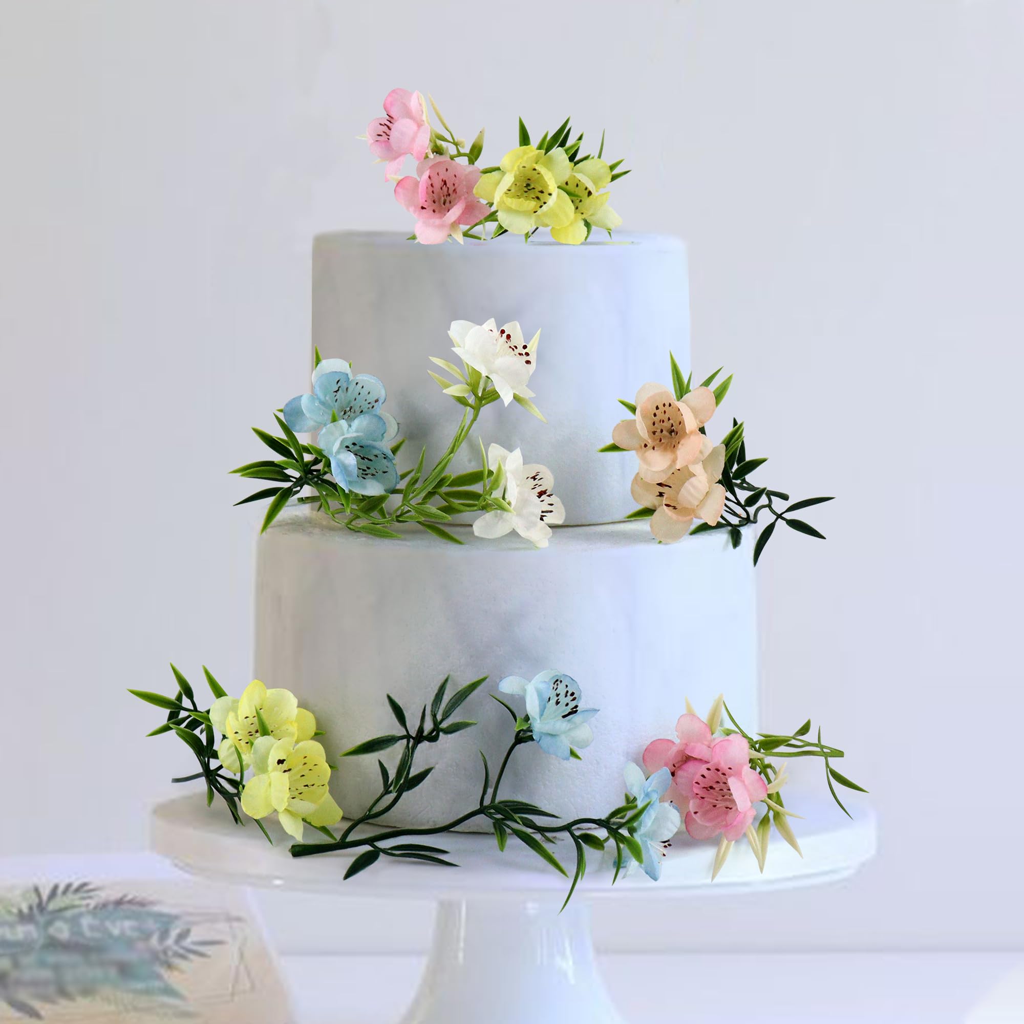 Photo 1 of 20pcs Artificial Flower Cake Toppers 3D Colorful Wild Flowers Branch Cake Ornements for Wildflower Spring Baby Shower Birthday Wedding Anniversary Bridal Shower Engagement Party Decoration Supplies