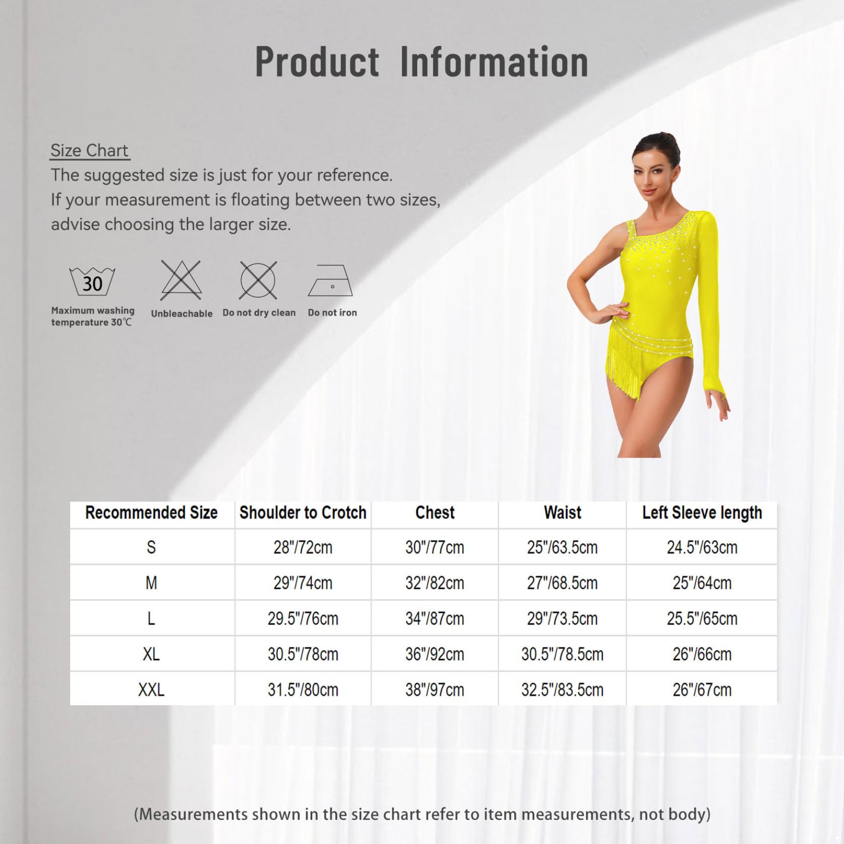 Hedmy Leotardo de Danza Gimnástica para Mujer Body Brillante de Manga Larga Maillot con Flecos de Baile Latino Tango Cha-Cha S-xxl
