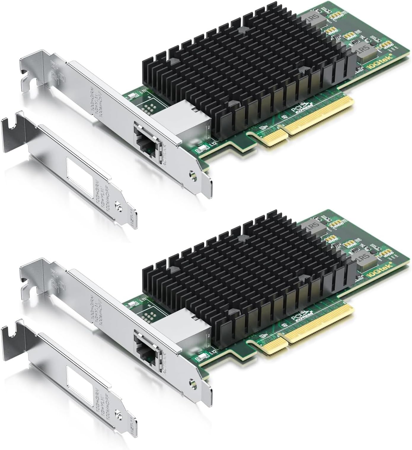 10Gtek 10Gb PCI-E NIC Network Card, Single Copper RJ45 Port, with Intel X540-BT1 Controller, PCI Express Ethernet LAN Adapter Support Windows Server/Windows/Linux/ESX, Compare to Intel X540-T1, 2-Pack