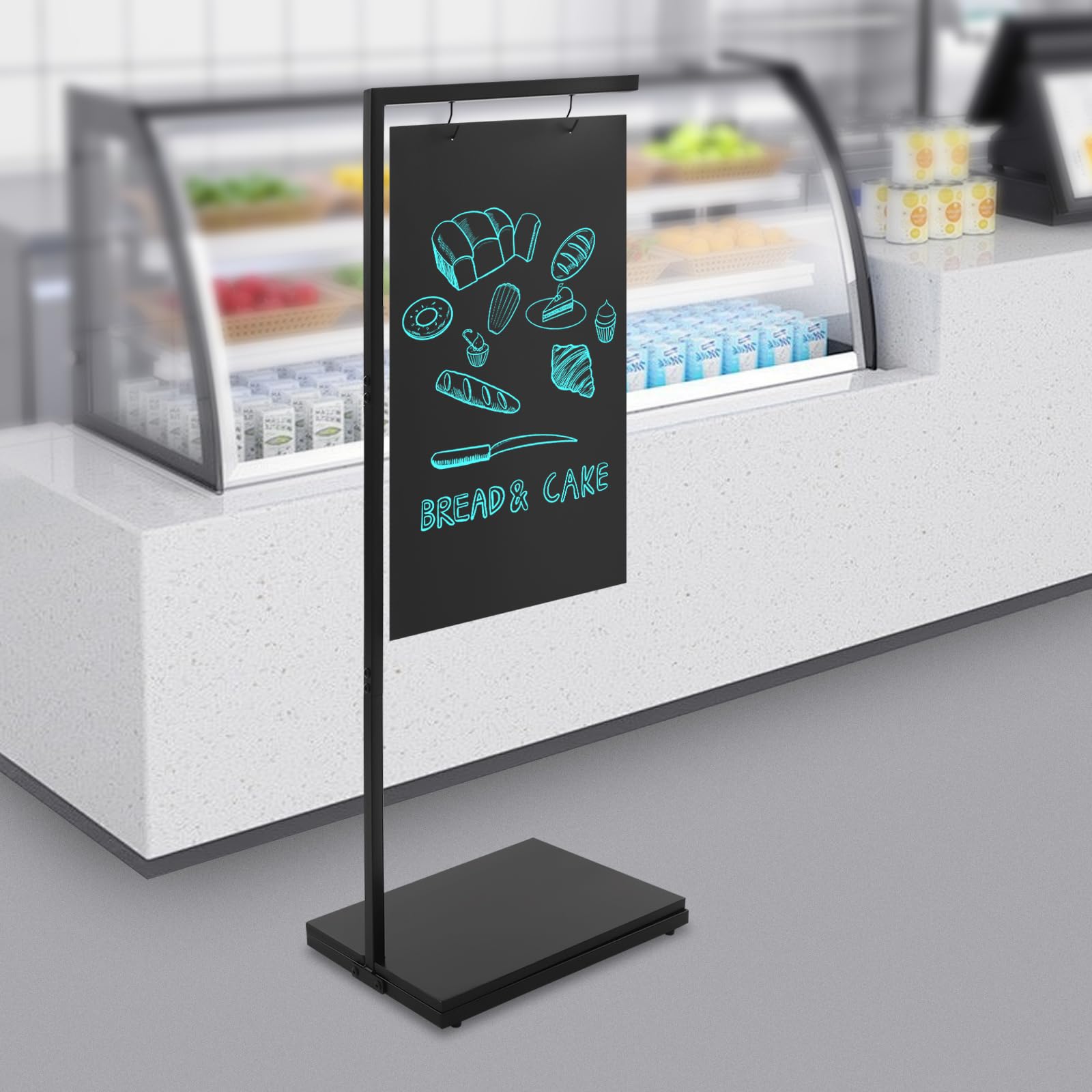 Cartel de pizarra de doble cara, tope para clientes, pizarra de tiza de pie, pizarra publicitaria independiente a ambos lados, pizarra de escritura, expositor publicitario para cafetería, bar, tiendas