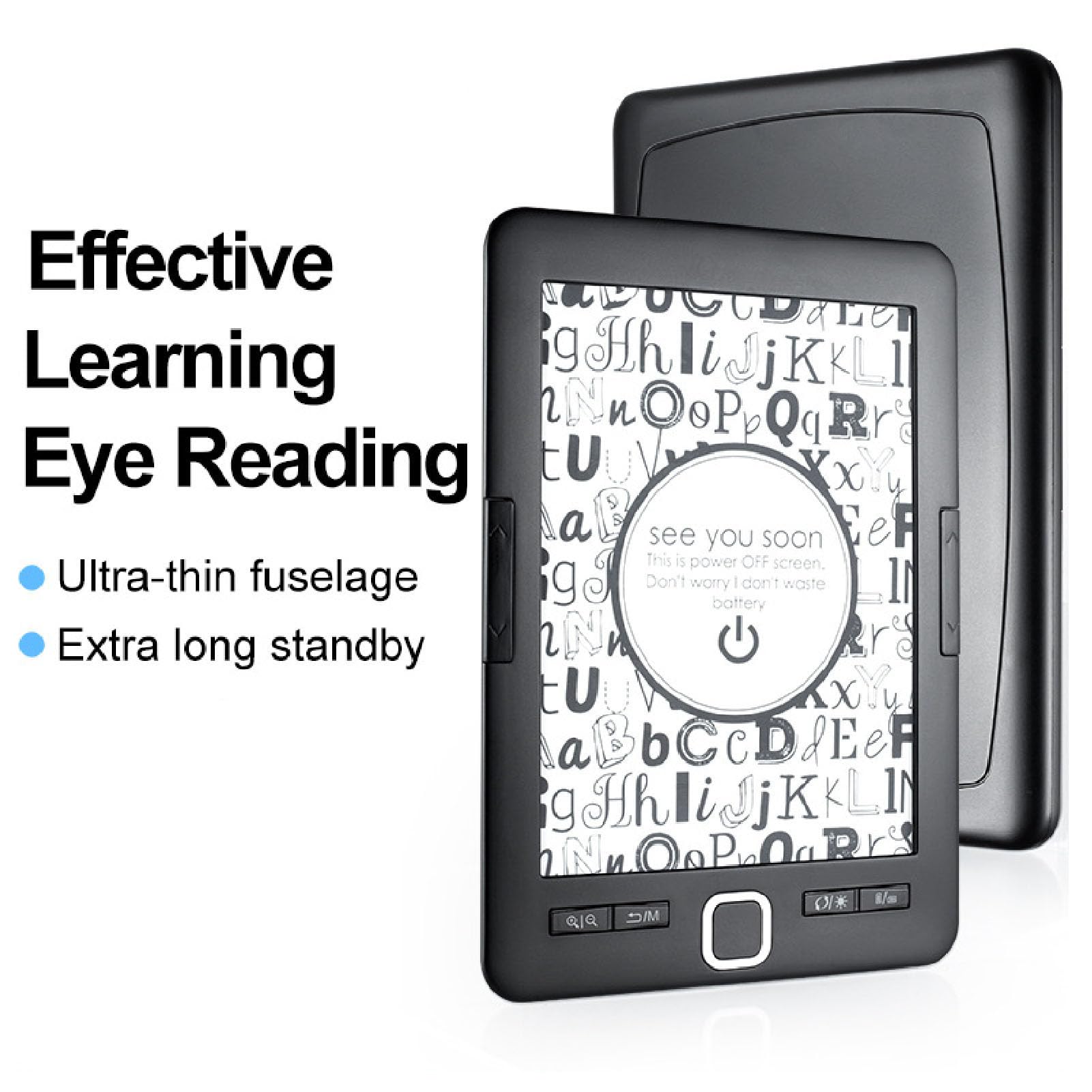 E Reader, Schermo di Inchiostro HD da 6 Pollici E Reader Libro con Spazio di Archiviazione da 8 GB, Supporta più Formati di Immagini di Testo, Antidicale E Lettore E per gli