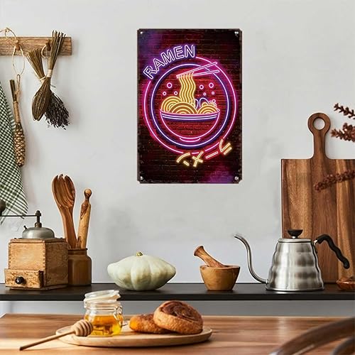 Miniatura 4 de Funny Metal Tin Signs Neon Cyber Ramen Bowl Sign Kitchen Food Poster Wall Art for Dorm Home Garage Office Decor 8X12inch